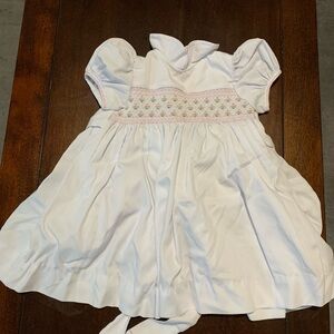 Charming White and Pink Kids Casual Dress
